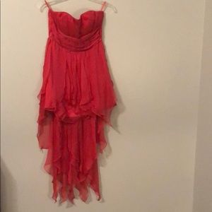 Fuchsia strapless Dress, short front, long back